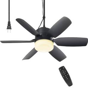 lot 7278 image: 20.5 Plug in Ceiling Fan with Light for Gazebo Patio Canopy Tent Porch RV, 5 Fan Speeds with Adjust Lighting & Remote Control (Black)