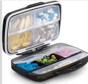 lot 7288 image: Travel Pill Organizer Large Portable Medication Fullicon Oversize 8 Compartment Pill Box, Vitamin Travel Case Pill Holder - Airtight & Moistureproof (Black)