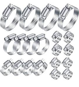 lot 7307 image: 20Pcs Adjustable Stainless Steel Hose Clamps Assortment Kit, 14-2 in (6-51mm) Worm Gear Pipe, Fuel LineHeavy Duty for Plumbing, Washing Machine, Mechanical�Garden and Automotive Hose Connections