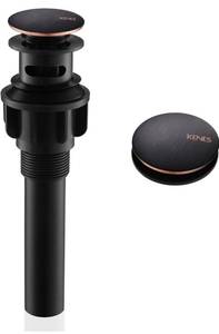 lot 7308 image: KENES Oil Rubbed Bronze Pop Up Bathroom Sink Drain with Overflow, Lavatory Bathroom Vanity Sink Drain Stopper, Sink Drain Assembly with Overflow Anti Clog Pop Up Drain