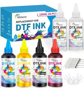 lot 7314 image: DTF Ink for ET-8550, ET-2850 L1800, R1390, I3200, XP600, XP-15000, DX5 DX7, TX800, L800, 1430, P400, 6x100ml Heat Transfer Ink Conversion Kit Refill for All DTF Printers,for DTF Film