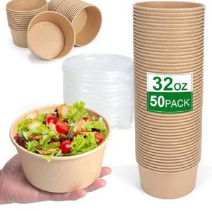 lot 7321 image: 50 Pcs 32 Oz disposable meal prep containers��paper bowls with lids��disposable soup bowls��soup bowls disposable hotcold��disposable salad bowls with lids��