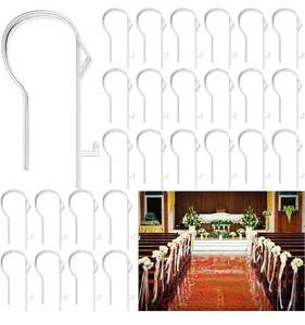 lot 7331 image: 24 Pcs Wedding Church Pew Clips Bulk Heavy Duty Plastic Hooks Clear Chair Wreath Hanger Pew Flower Holders for Wedding Ceremony Church Aisle Chair Table Bow Garland Decorations