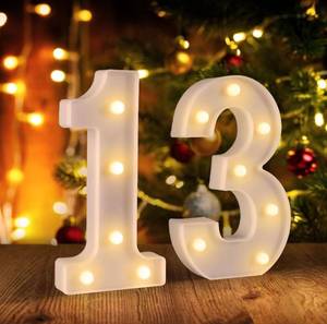 lot 7334 image: 13th Birthday Decorations for Girls Boys,13th Birthday Party Decorations for Centerpieces Table,Light Up Numbers 13 Sign for Party Backdrop Wall Decor for 13 Wedding Anniversary Decoration