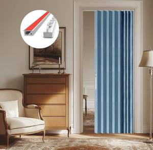lot 7345 image: AJAZZ 100% Blackout Accordion Door Closet Door Curtain-with Flexible Ceiling Track Total Privacy Sound Proof Curtains Suitable for Bedroom Living Room Doorway Curtain Sets (1Panel, 43W x 79 L, Blue)