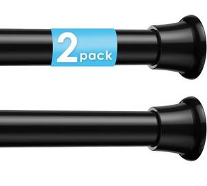 lot 7346 image: 2Pcs Tension Curtain Rod 31 To 76 Inch Black Shower Curtain Rod No Drilling Adjustable Spring Loaded Curtain Rods 78Diameter Shower Rods For Bathroom Windows Bedroom Closet Doorway Door