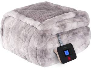 lot 7352 image: Westinghouse Electric Blanket Twin, Faux Fur Heated Blanket with 10 Heating Levels & 1-12 Hours Auto Off, Soft Cozy Sherpa Heated Blanket Washable Blanket (62 x 84 Twin Size, Light Grey)