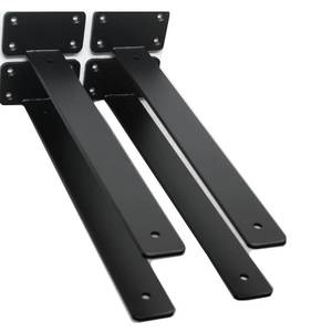 lot 7357 image: 4 Pack - 14 inch Black Hidden L Shelf Bracket (15 Inch Thicked) Iron Floating Shelf Brackets Rustic Industrial Metal Brackets for Shelf Support