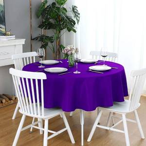 lot 7358 image: FOLINS&HOME Purple Round Tablecloth 48 Inch Waterproof Heavy Duty Wrinkle Free Polyester Fabric Circle Table Cloth Spillproof Washable Wipeable Circular Table Cover for Party, Banquet, Wedding, Dining