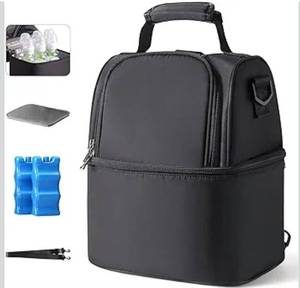 lot 7362 image: NCVI Breastmilk Cooler Bag with 2 Ice Pack, Breast Pump Bag with Cooler Fits 6 Bottles, Double Layer Breast Milk Travel Bag Baby Bottle, for Travel, Nursing Mom Daycare, Work, Picnic (Black)