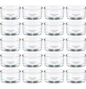 lot 7365 image: 36 Pack Clear Glass Tealight Candle Holders, 1.8 Inch Wide x 1 Inch High, for 1.5 Tealights, Bulk for Wedding Centerpieces, Party, Dinner, Home Decor