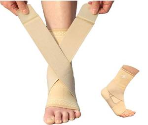 lot 7372 image: ABIRAM Ankle Brace for Men & Women - Adjustable Compression Sleeve with Wrap for Sprained Ankle, Plantar Fasciitis, Achilles Tendonitis - Breathable Support for Running, Volleyball, Basketball - L