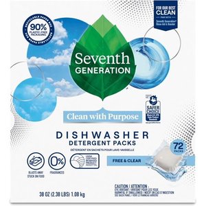 lot 7391 image: Seventh Generation Dishwasher Detergent Packs for sparkling dishes Free & Clear Dishwasher Tabs  72 Count
