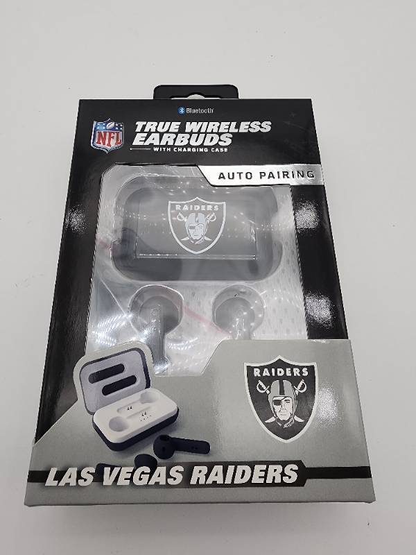 lot 55969 image: NEW Las Vegas Raiders NFL Wireless Sports Earbuds