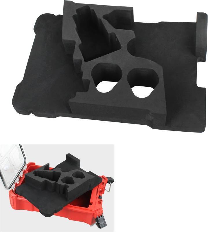 lot 56740 image: 48-22-8435 EVA Packout Organizer Insert Liner for Milwau-kee Gen 3 M-12 Drill Driver  Custom Fit for Milwau-kee 48-22-8435 Packout Tool Box  Compatible with 3453-20, 3404-20, 3497-22 Gen 3 Tools