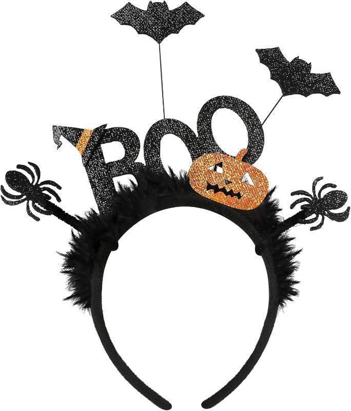 lot 56716 image: Macute Halloween Headband - Cute White Ghost BOO Headbands Bat Hairband Party Cosplay Costume Washing for Halloween Party