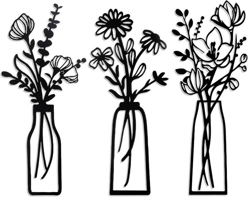 lot 64452 image: Wall Decor Living Room, 3-Piece - Rustic Farmhouse Decor with Black Minimalist Design, Perfect for Living Room, Bathroom, Bedroom, Dining Room - Great Housewarming Gift