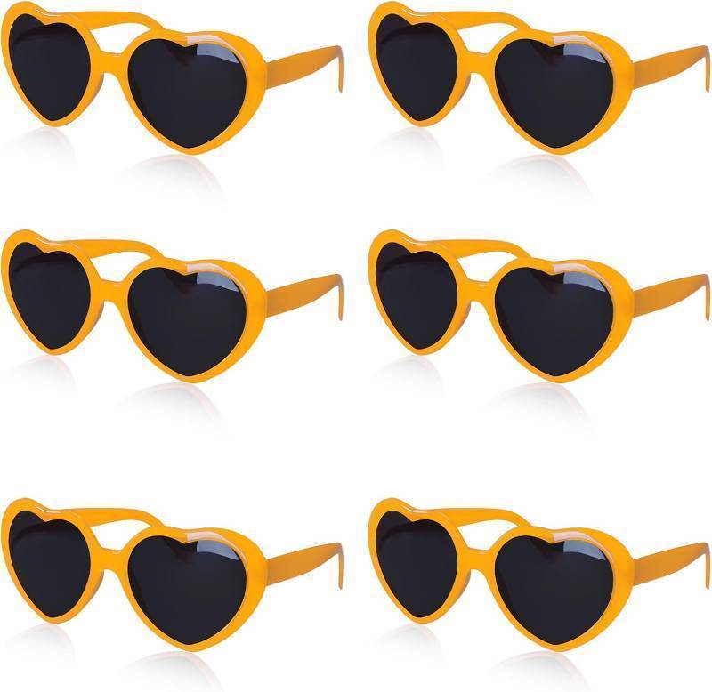 lot 56674 image: 6 Pack Valentines Heart Sunglasses Neon Colors Vintage Sunglasses for Women Girls Halloween Cosplay Party Favor