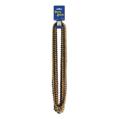 lot 64699 image: Beistle High Quality Small Round Party Beads Necklace 7 mm x 33 BlackGold 50570-BKGD