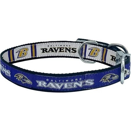 lot 64719 image: Pets First Baltimore Ravens Reversible Collar Reversible NFL Dog Collar Premium Two-Sided Pet Collar with NFL Logo, Large