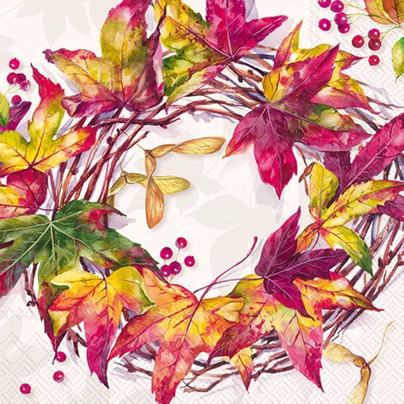 lot 64958 image: IHR Ideal Home Range Party Napkins Disposable 3-Ply Paper Lunch Napkin Pack, 6.5 x 6.5, Forest Wreath, 20-Count