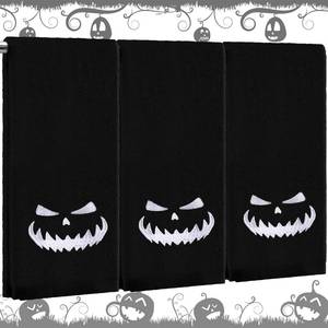 lot 64986 image: 3 Pcs Halloween Bath Hand Towels 13.7 x 29.5 Inch Embroidered Decorative Hand Towel Kitchen Towels 100% Cotton Towel Decor for Holiday Bathroom(Black,Pumpkin)