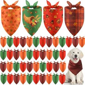 lot 64994 image: 48 Pcs Thanksgiving Fall Plain Dog Bandanas Bulk- Sublimation Blank Bandana for DIY Heat Transfer, Personalized Dog Triangle Bib Scarf, Costume & Photo Props for GroomersPet ShopsPet Owners