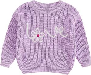 lot 64997 image: Valentines Baby Girl Boy Outfit Toddler Knit Sweater Long Sleeve Crewneck Sweatshirt St Patricks Day Clothes