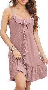 lot 65002 image: Swimsuit Coverup for Women Summer Dress Spaghetti Strap Dresses Eyelet Sundresses Causal Beach Vacation Clothes