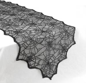 lot 65032 image: Halloween Table Runner, 14 X 48 Inch Black Lace Spider Web Table Runner, Spider Web Halloween Decorations Halloween Table Decor, Small Table Runner Halloween Table Runners 72 Inches Long Desk Decor