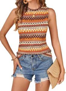 lot 65063 image: Womens Boho Tank Tops 2024 Causal Summer Sleeveless Vest Tops Geo Print Crewneck Shirts