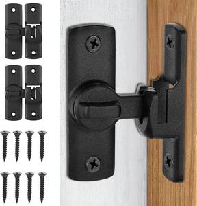 lot 65108 image: 2 Pack Barn Door Latches Black 90180 Degree Security Flip Latch Lock Heavy Duty Flip Locks for Exterior Door Suitable Cabinets Bathroom Sliding Pet Doors Outdoor