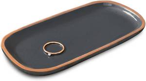 lot 65111 image: Mora Ceramic Decorative Tray - Rectangle 6.4in Dish for Jewelry, Perfume, Makeup, Accessories, Candle, in The Bathroom Vanity, Bedside, or Kitchen Counter. Cute Organizers - Black