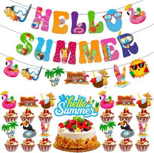 lot 65121 image: Summer Party Decorations Hello Summer Banner Last Day Of School Decorations Summer Decorations for Party Beach Party Decorations