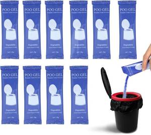 lot 65129 image: Portable Toilet Gel Powder, 20gPack for Portable Toilet, Heavier Net Wt Portable Toilet Absorbent Gel Powder for Camping Outdoor Hiking, No More Incomplete Gel (10 Packets)