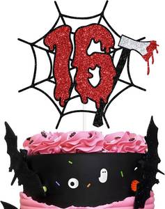 lot 65159 image: Bloody Happy 16th Birthday Cake Topper, Have a Killer Birthday, Friday Horror Movies Night Party D cor, Scary Zombie Halloween Theme 16th Birthday Party Decorations Supplies for Boys Girls