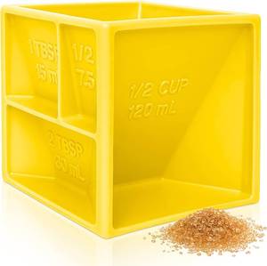 lot 65178 image: Multi Measuring Cube Cup for Cooking and Baking, Helps with Organization and Reduce Clutter, All in One Measuring Kitchen Device   Great Gift Yellow