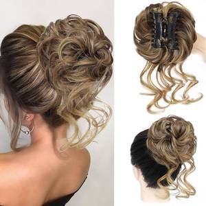 lot 65191 image: Messy Bun Hair Piece Claw Clip Hair Buns Hair Piece Tousled Updo Messy Bun Scrunchie Long Beard Curly Wavy Hair Bun Extension for Women(Light Brown Mix Dark Blonde)