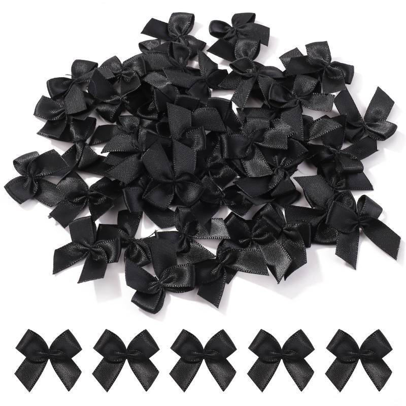 lot 35969 image: 41 Pcs 1 Mini Satin Ribbon Bows, Tiny Crafts Bows Decoration for DIY Cheer Pins Clothespins Accessories Wedding Gift Box Ornament, Black - Retail $6