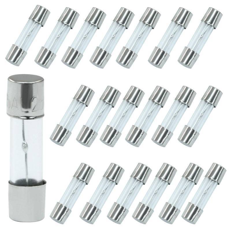 lot 36011 image: Jiozermi 15 Pcs 5x20mm 15A 250V T15AL250V Slow-Blow Glass Fuses, 0.2 x 0.78 Inch 15 Amp 250 Volt Time Delay Tube Fuse - Retail $6