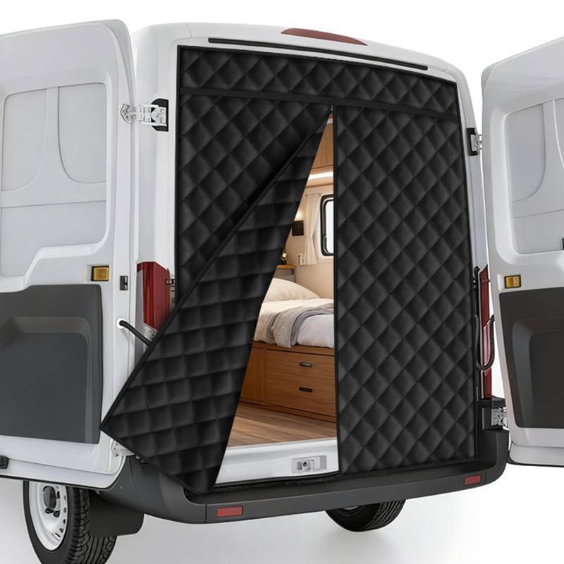lot 36103 image: Van Insulated Door Curtain for Rear Doors Magnetic Thermal Cover for MidHigh Roof of Ford TransitMercedes Sprinter - Keep Heat in & Cold Out for Winter Camper Van - Retail $32