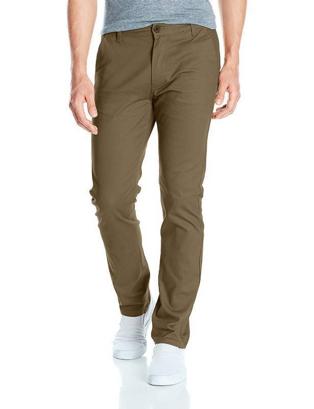 lot 44947 image: Young Mens Flex Stretch Basic Long Chino Pants, Olive, 38X32 - Retail $21