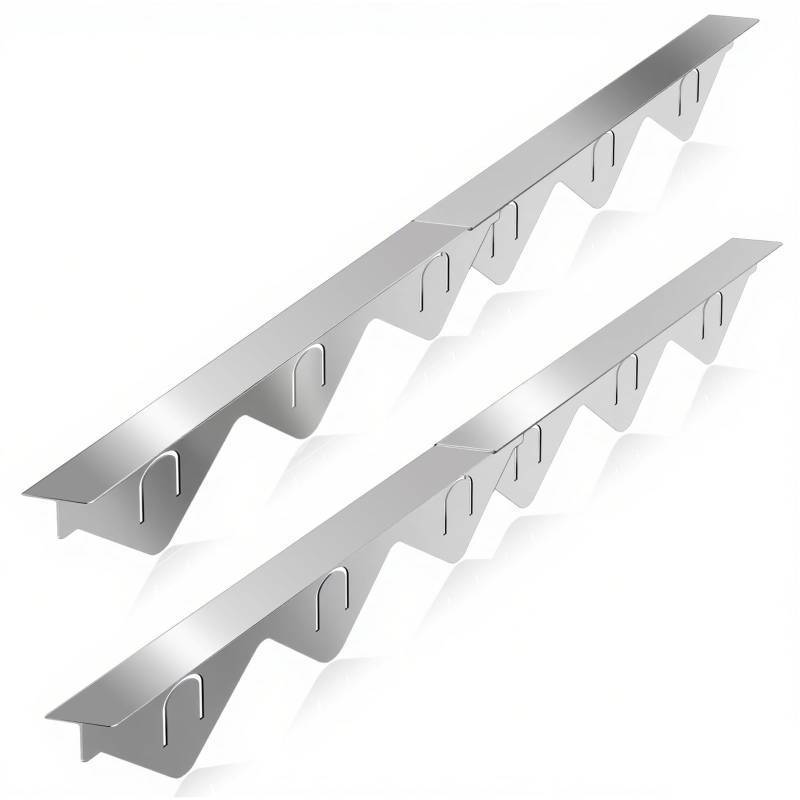 lot 44955 image: Stove Gap Covers Stainless Steel 2 Packs, 13.8-27.5 Retractable Range Gap Cover, Heat-Resistant Stove Gap Filler, Cooktop Trim Kit, Stove Guard for Even Surface - Silver