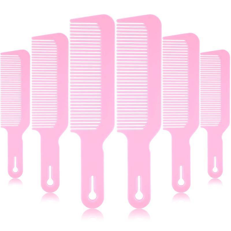 lot 45013 image: 6 Pack Plastic Pink Hair Combs, 9 Inch Blending Barber Clipper Combs for Clipper Cuts and Flattops, Heat Resistant Anti-Static Hairdressing Combs (Pink, 6 Pieces) - Retail $8