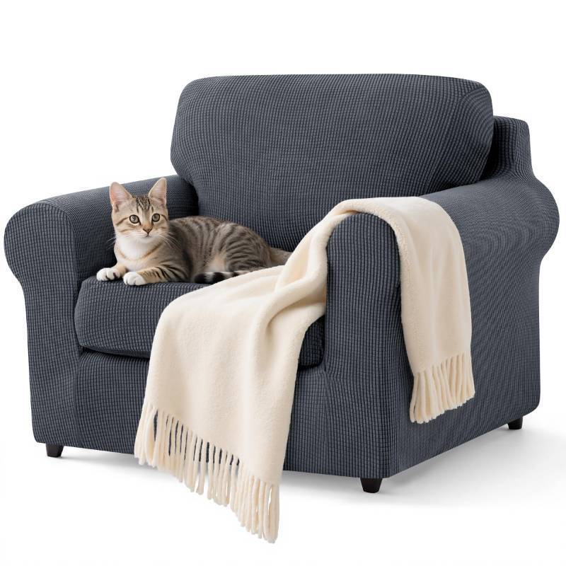 lot 45029 image: 3 Pieces Stretch Sofa Slipcover Sets Couch Cover Sets Backrest Cushion Covers Furniture Protector Collection Set for Oversize Sofa Loveseat Chair Slip Covers(Small, Gray) - Retail $40