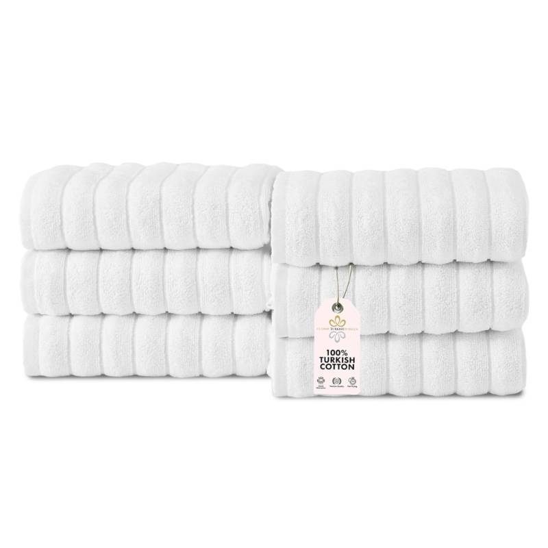 lot 45043 image: Classic Turkish Towels CTT Premium 6 Piece Hand Towels Set, 100% Turkish Cotton, Quick Dry & Comfy Towels for Hotel & Spa, Highly Absorbent  20x32 (White) - Retail $40
