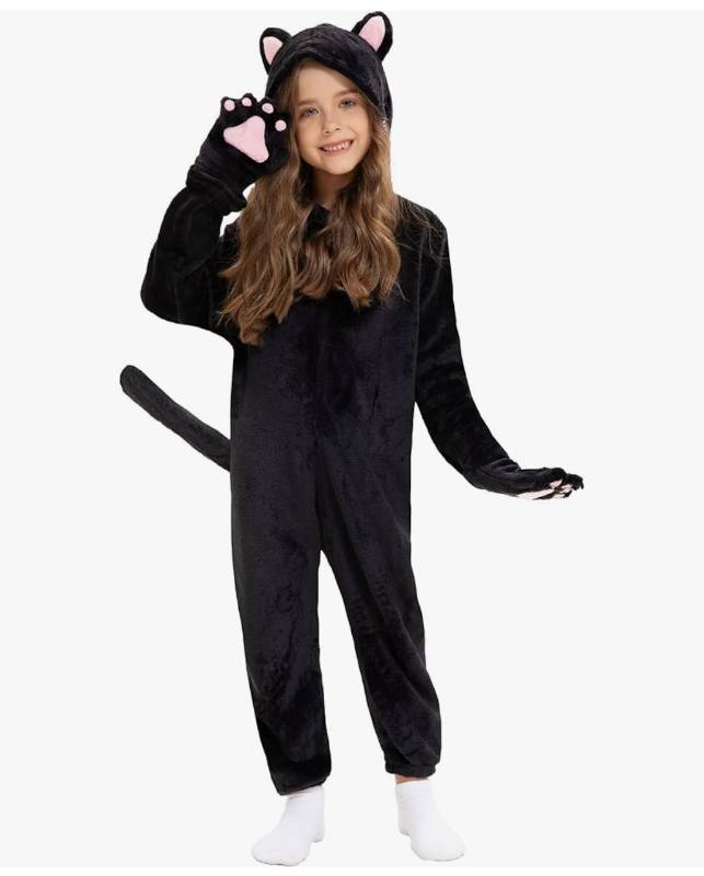 lot 45049 image: Cat Costume Kids Halloween Animal Onesie with Pink Purse. Needs to be Washed. See Last Photo. - Retail $25