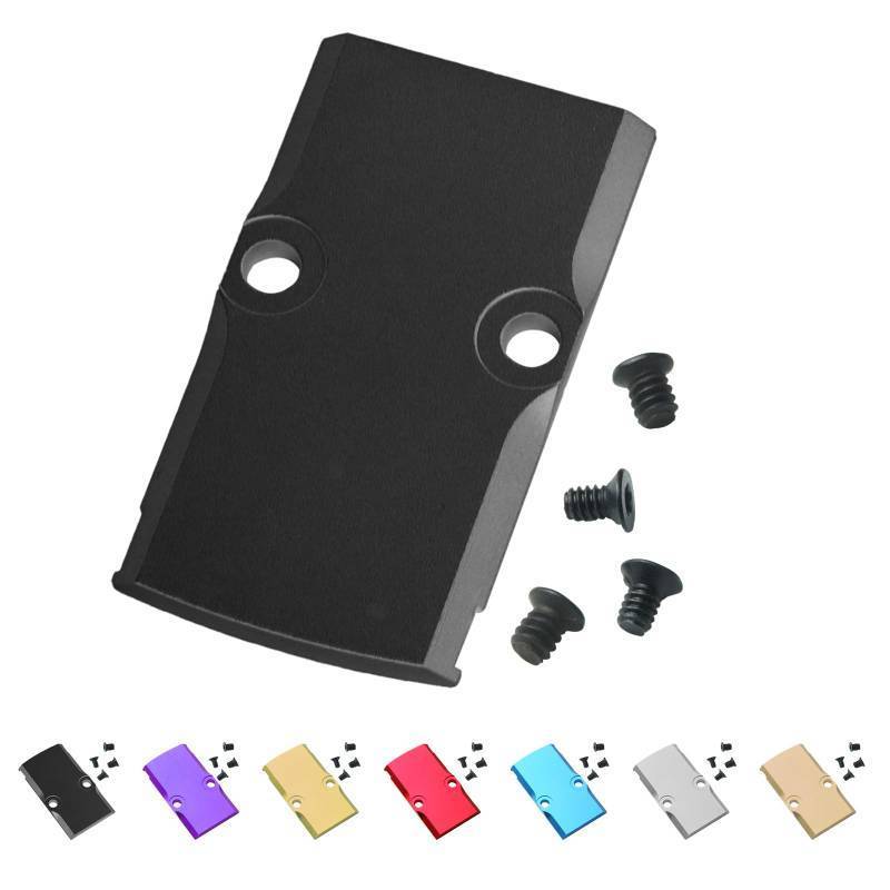 lot 55963 image: Cover Plate for Glock 17 19 26 Cut Slides Anodized Aluminum (Black). MISSING SCREWS. - Retail $9