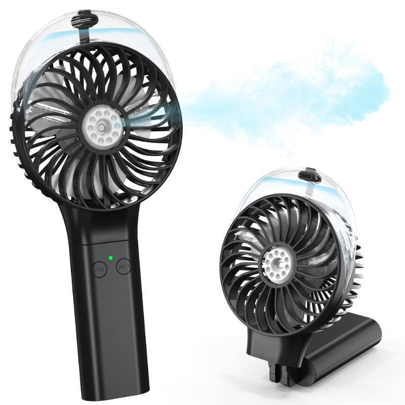 lot 56015 image: Portable Handheld Misting Fan, 3000mAh Rechargeable Battery Operated, 180° Foldable, Mini Personal Fan with Water Sprayer for Travel, Makeup, Home, Office, Camping, Outdoors - Retail $26