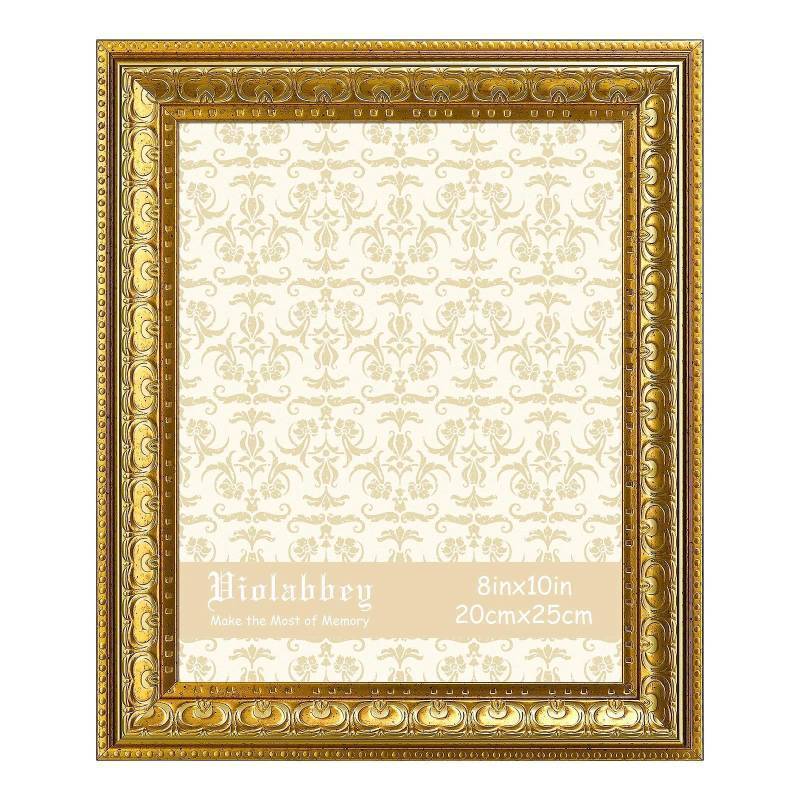 lot 16100 image: 8x10 Picture Frame Gold, Vintage Photo Frame for Wall or Tabletop Display, Classic Design for Office Home Decor, Fits 8X10 Pictures - Retail $12